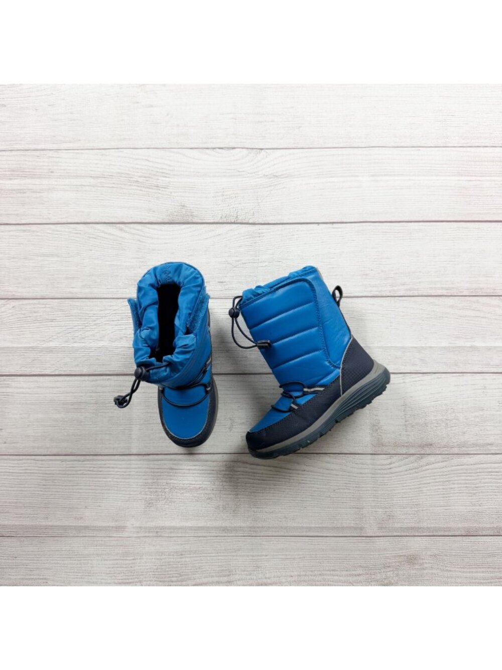 Lands End Toddler Snow Boots Blue Black Waterproof Adjustable Fit 13